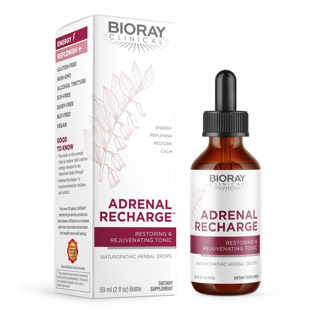 BIORAY ricarica adrenale clinica - 2 fl oz - Tintura di alcool di restauro e ringiovanimento - Non OGM, Vegan, Gluten Free