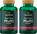 Real Food Multivitamin Multimineral Women's Health Tract urinario Stress Response Bone Hair Skin Nails Support Supplemento Vegan Gluten-Free Non-GMO 90 Veggie Capsule Veg Caps (2 Pack)