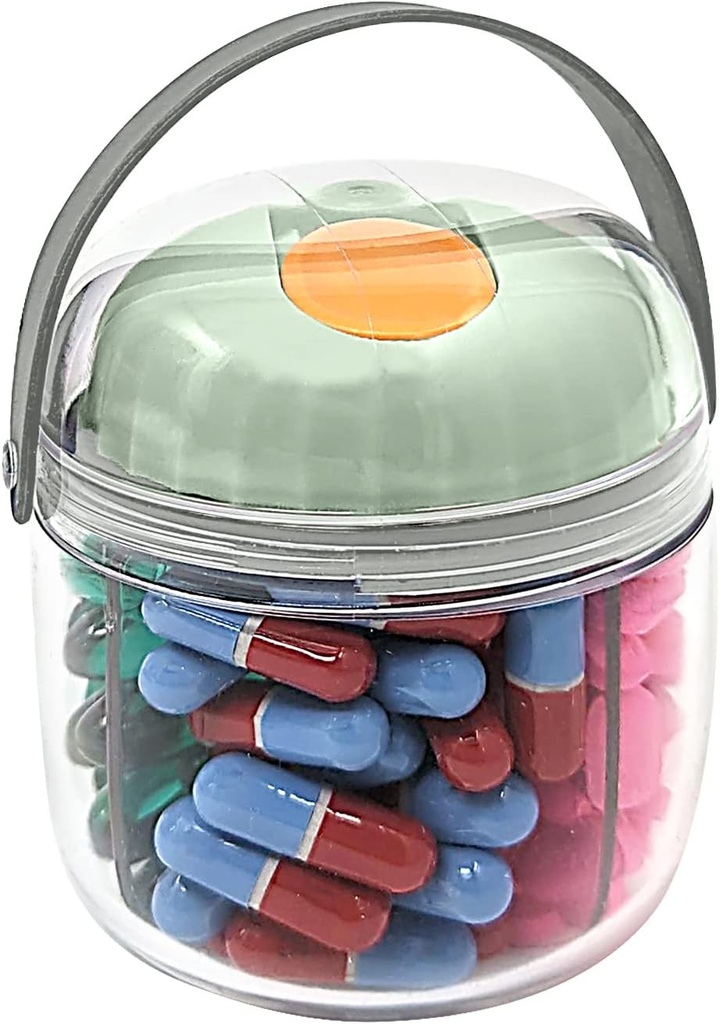 Mini bottiglia dell'organizzatore del distributore di pillole, scatola giornaliera di viaggio con chiusura sicura (Mini - verde)