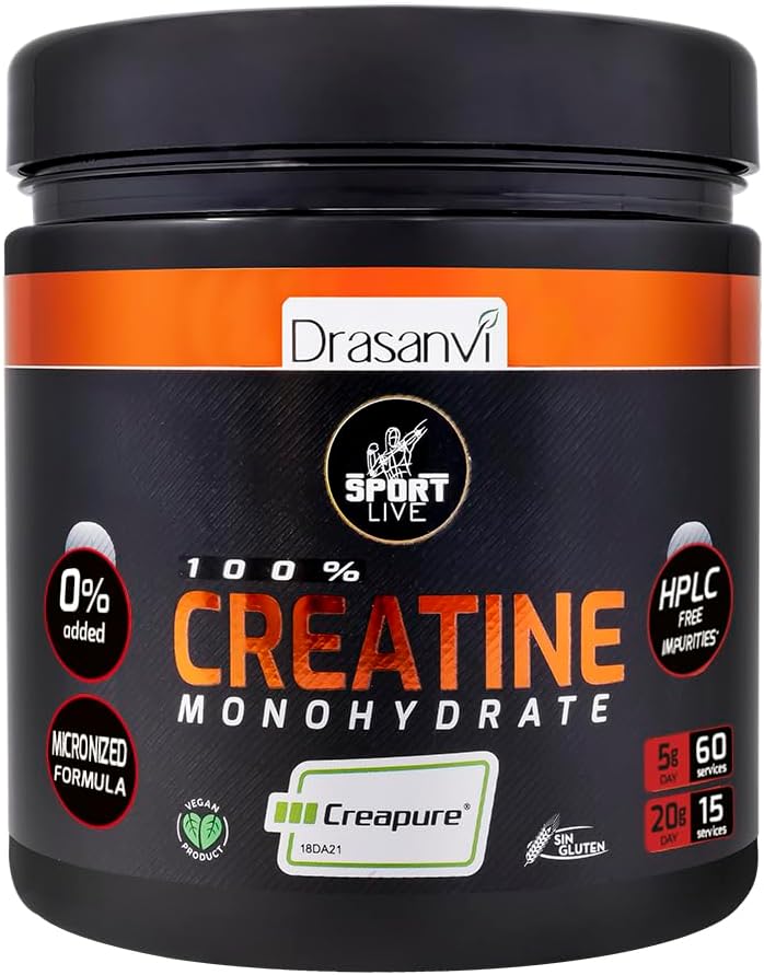 DRASANVI Sport Live 10.58 Unnce Creatine Monohydrate Pulver - stärkt und erhöht Ihre Muskeln - Ohne Allergene - Neutraler Geschmack - Reine und effektive Zusammensetzung