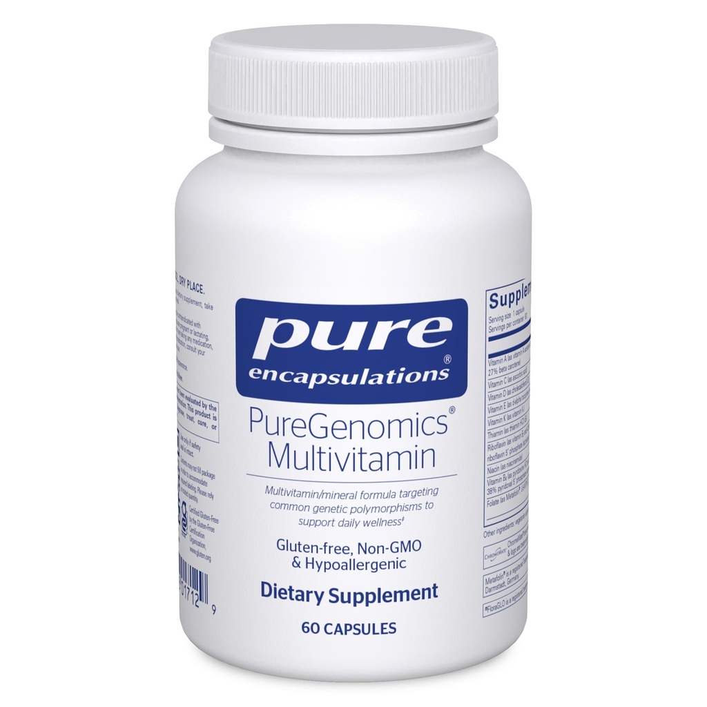 Pure Encapsulations PureGenomics Multivitamin - Ergänzung zu den Nährstoffanforderungen der allgemeinen genetischen Variationen - mit Vitamin A,B,C,D,E, K & Minerals - 60 Kapseln