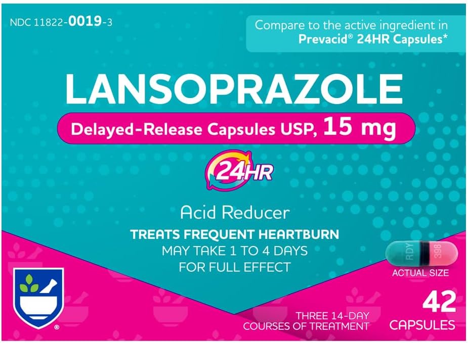 Rite Aid Lansoprazole 15mg - 42 Kapseln, Säure Reducer Delayed Release Kapseln USP, Sodburn Relief und Säure Reflux, Bis zu 24 Stunden Relief