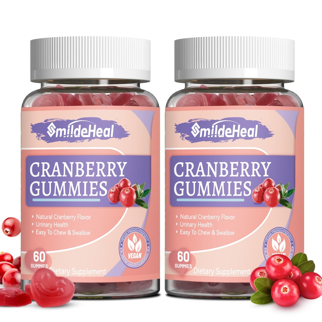 Cranberry Gummies 1000mg, Cranberry Ergänzungen für Frauen, mit D-Mannose 250mg, Womens Probiotic Gummies, Urinary Tract Health, Cranberry Flavor, NO GMOs, 60 Count (Pack von 2)