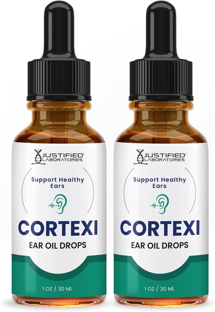 Justified Laboratories (2 Pack) Cortexi Ear Tropfen Cortexi Gesundes Eardrum Öl unterstützt gesunde Ohren Premium Mischung von ätherischen Ölen 2 Flaschen