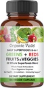 Organic Veda Super Greens Reds Veggies Capsules - 8 in 1 Quotidiano 30 Tutto Organic Superfoods Frutta e Verdura Supplemento - Papaya Enzymes, Spirulina, Chlorella, Moringa, Beet, Turmeric - 120 Vegan