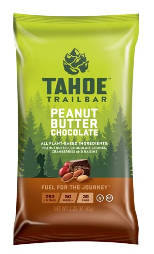 Tahoe Trail Bar, barre d'énergie naturelle à base végétale (2,22 barre de protéines d'Once, 12 comte) Haute protéine non-OGM, sans gluten, légumes collations saines - chocolat au beurre d'arachide