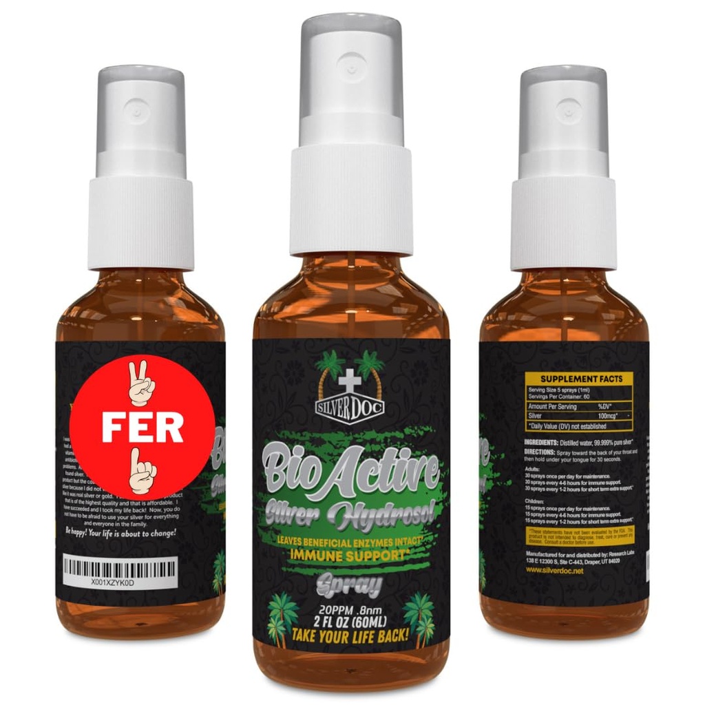 2 for 1 Sale Silver Doc Silver Hydrosol Spray (2-2oz Flaschen), Natürliche Alternative und Immununterstützung, besser als jeder Kolloidal, SilverDoc ist effektiv