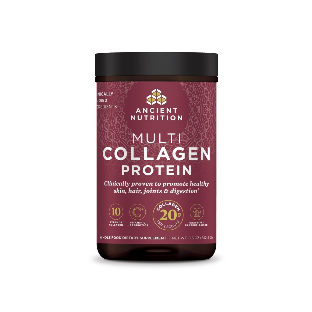 Antike Ernährung hydrolysierte Collagen Peptide Pulver, Unflavored Multi Collagen Powder Packets für Frauen und Männer mit Vitamin C, 24 Servierungen, Unterstützt Haut und Nägel, Gut Health