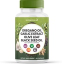 Superfood MD Oregano Öl Knoblauch Extrakt Olivenöl Blatt Schwarz Seed Öl Astragalus- für Frauen und Männer- 60 Count