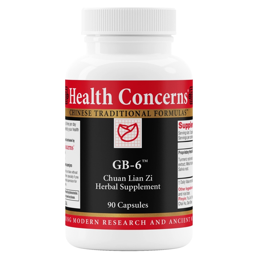 GB-6 – Integratore di supporto della cistifellea – Chuan Lian Zi Herbal Formula – Supporto naturale della pietra di Gallstone – Bupleurum, Turmerico, Estratto di radice di Dandelion – Capsule erbe cinesi – 90 capsule