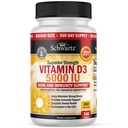 Vitamin D3 5000 IU (125 mcg) Natürliche Immununterstützungsergänzung, Knochenfestigkeit, Gesunde Muskelfunktion, mit Olivenöl für höchste Absorption, Glutenfrei & Non-GMO, 1 Jahr Versorgung, 360 Softgels