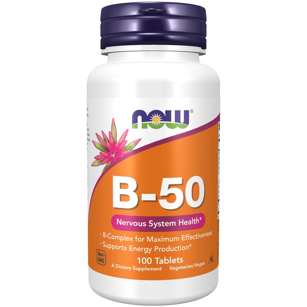 JETZT Nahrungsergänzungsmittel, Vitamin B-50 mg, Energieproduktion*, Nervous System Health*, 100 Tabletten