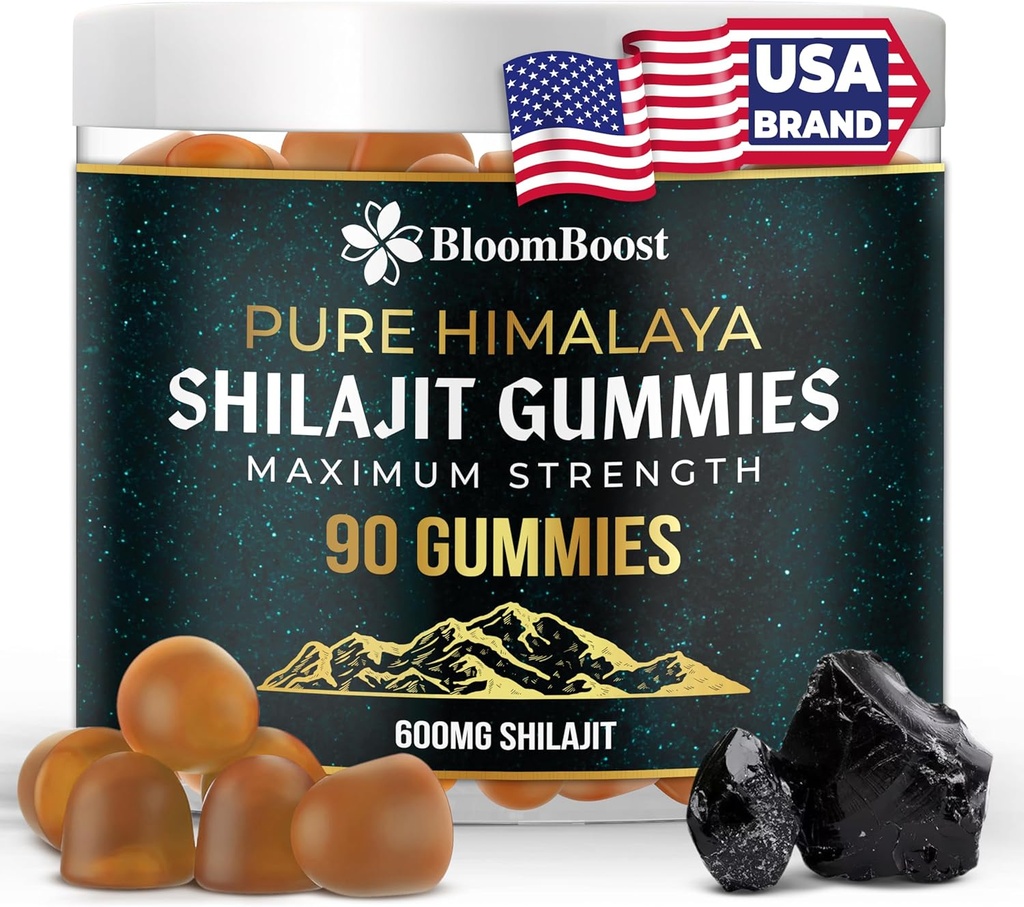 Shilajit Gummies - Zuckerfreies Himalayan Organic Supplement | 600mg Shilajit, 90 Gummi für Energie & Wellness