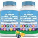 Augengesundheit Vitamine mit Bilberry, Lutein & Zeaxanthin, Lycopin, Resveratrol, Grape Seed Extract, Flaxseed Astaxanthin- AREDS 2-120 Kapseln