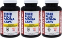 Capsules de Senna Prima Fiber Plus Yerba, 180 comtes (paquet de 3) - 118 portions de senné doux, fabriqués aux États-Unis, non OGM, pour une utilisation à court terme pour rétablir la régularité