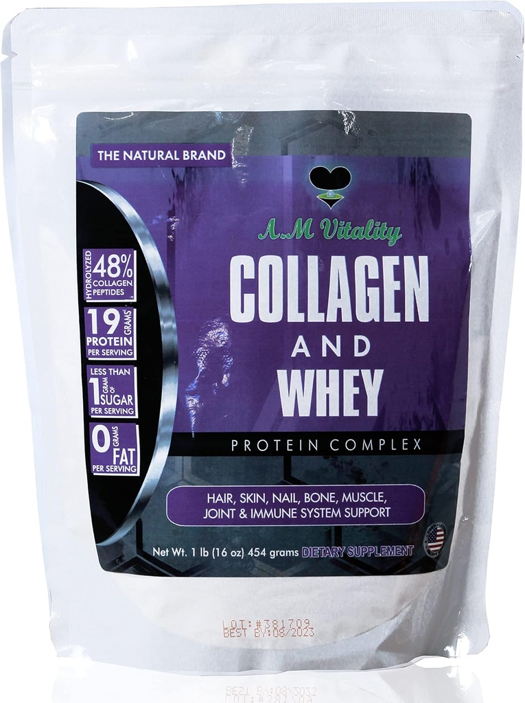 Collagen und Whey Protein Powder Complex Health Supplement - Vanille Flavor - 16oz (21 Servierungen)
