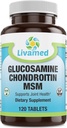 Glucosamine Chondroïtine MSM Complete Complex – Suppléments de soutien pour les genoux, le dos, le HIPS et l'inflammation - Supplément santé mobilité pour la douleur, les douleurs, la douleur et l'inflammation - 120 comprimés
