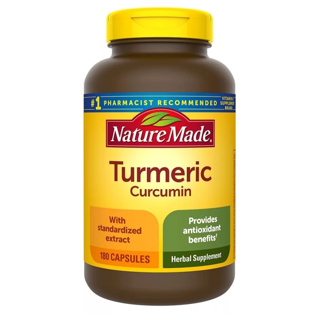 Natura fatta Curcumina Turmerica 500 milligrammi. Capsule (antiossidante) Valore Dimensioni 180 Ct