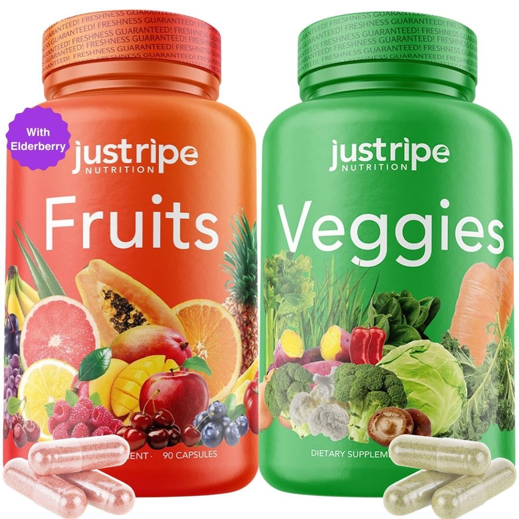 Obst- und Gemüseergänzung - 90 Obst- und 90 Gemüsekapseln - 100% ganze natürliche Superfood - gefüllt mit Super Greens Vitamine und Mineralien - unterstützt Balance Energieniveaus (1 Packung)