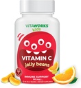 Fagioli di gelatina di vitamina C per bambini 80mg - Gusto di arancio naturale saporito - Vegan, senza OGM, senza glutine, senza glutine Vitamine - Supplemento dietetico - per il supporto immunitario - per i bambini - 60 Jellies