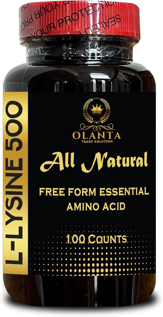 L-LYSINE Supplement Amino ACIDS - Fördert die Integrität von Haut und Lippen, essentielle Aminosäure, reines aktives L-Lysin für Immungesundheit, Lysin-Ergänzung - 1 Flasche 100 Zähler