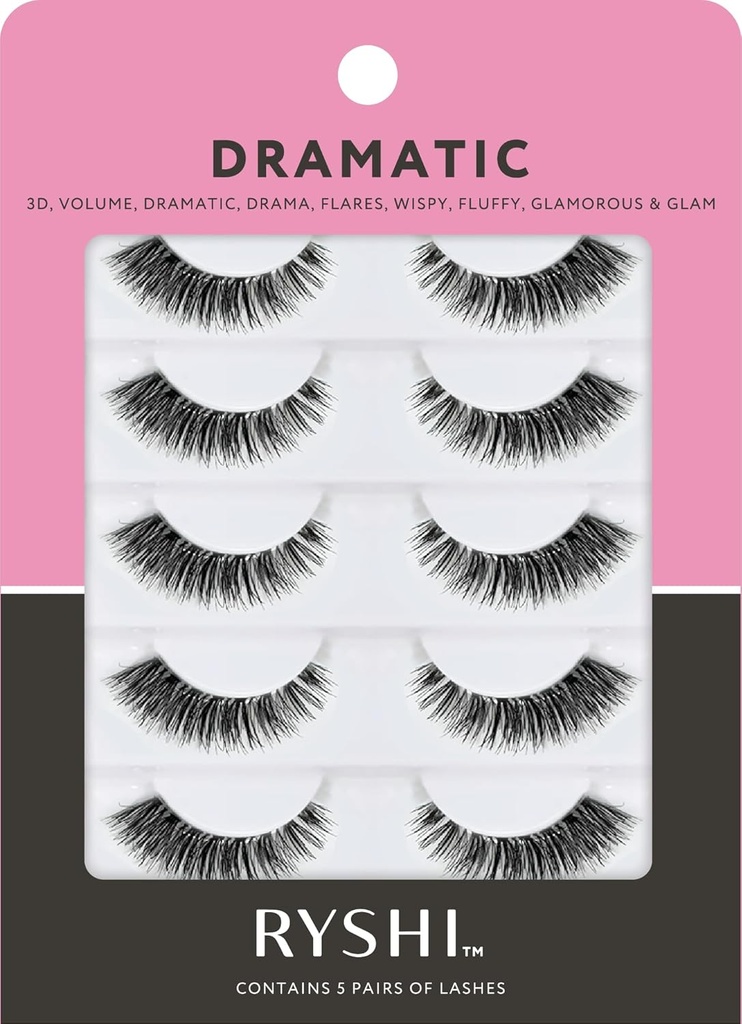 Ryshi False Wimpern mit 5 Paaren, Dramatisch Look mit selbstklebenden und wiederverwendbaren Lash Set, Enhance Natural Beauty for Extra Volume