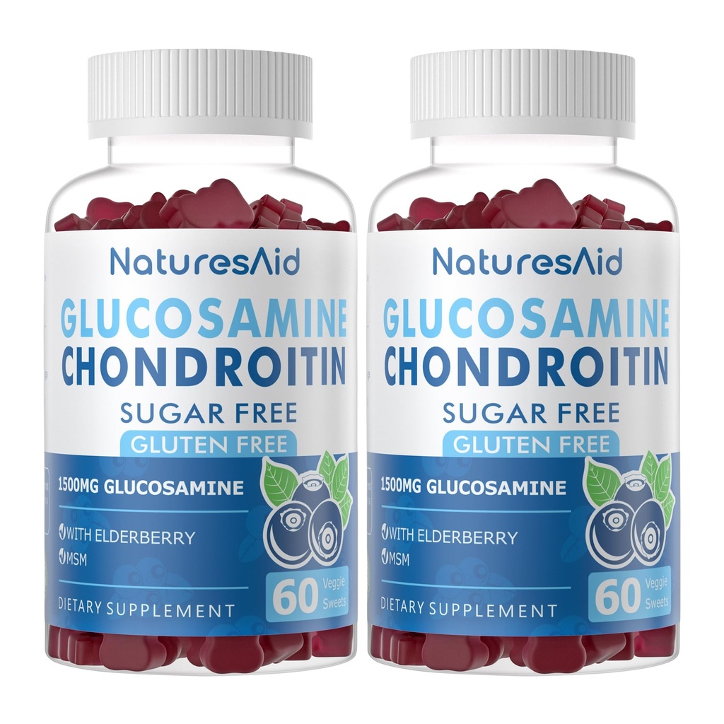 Glucosamina Condroitin Gummies con MSM & Elderberry Extra Strength - Supporto congiunto, Antiossidante Integratore di Supporto Immune per Adulti, Uomini & Donne.(2 Pack)