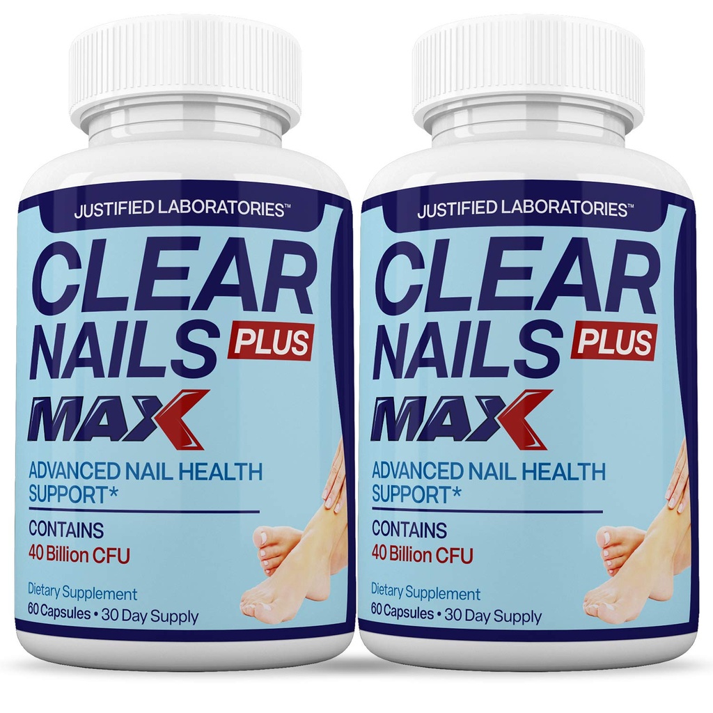Justified Laboratories (2 Pack) Klare Nägel Plus Max Pillen 40 Billion CFU Probiotic 60 Kapseln