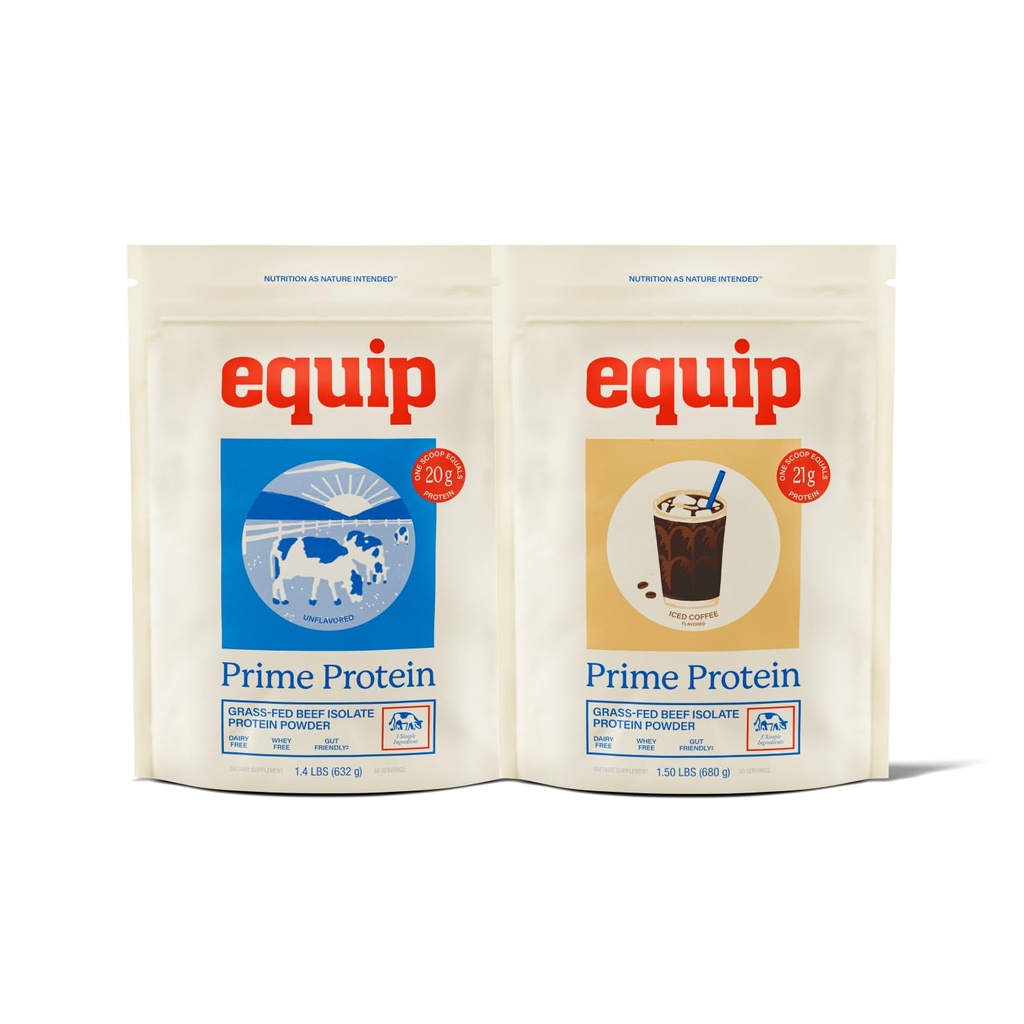 Equip Foods Prime Protéine Poudre Sans arômes et Prime Protéine Poudre Iced Café