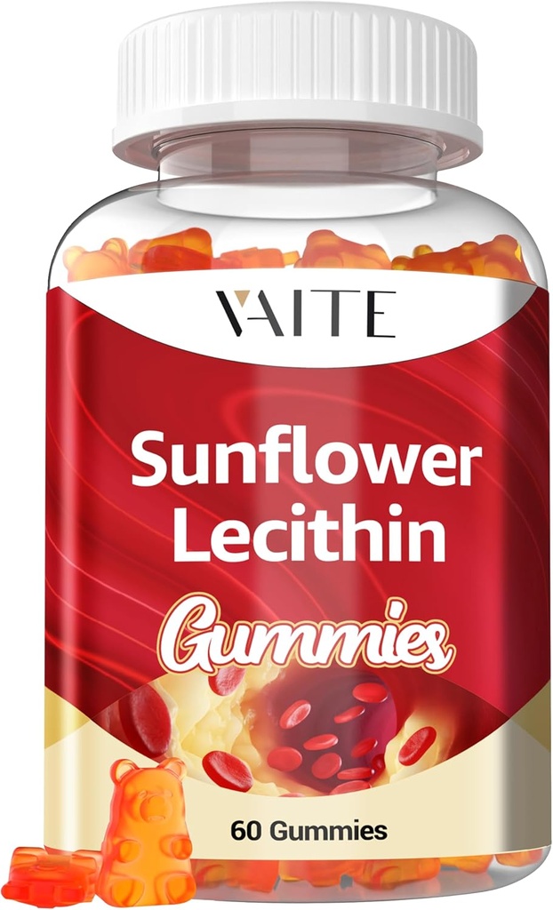 Sunflower Lecithin Gummies 800mg - Vegan, Non-GMO, Soy-Free & Gluten-Free - Unterstützt tägliche Ernährung, Easy-to-Digest Chews für Erwachsene, Lactation Supplement, Natural Wellness Support - 60 Vegan Gummy
