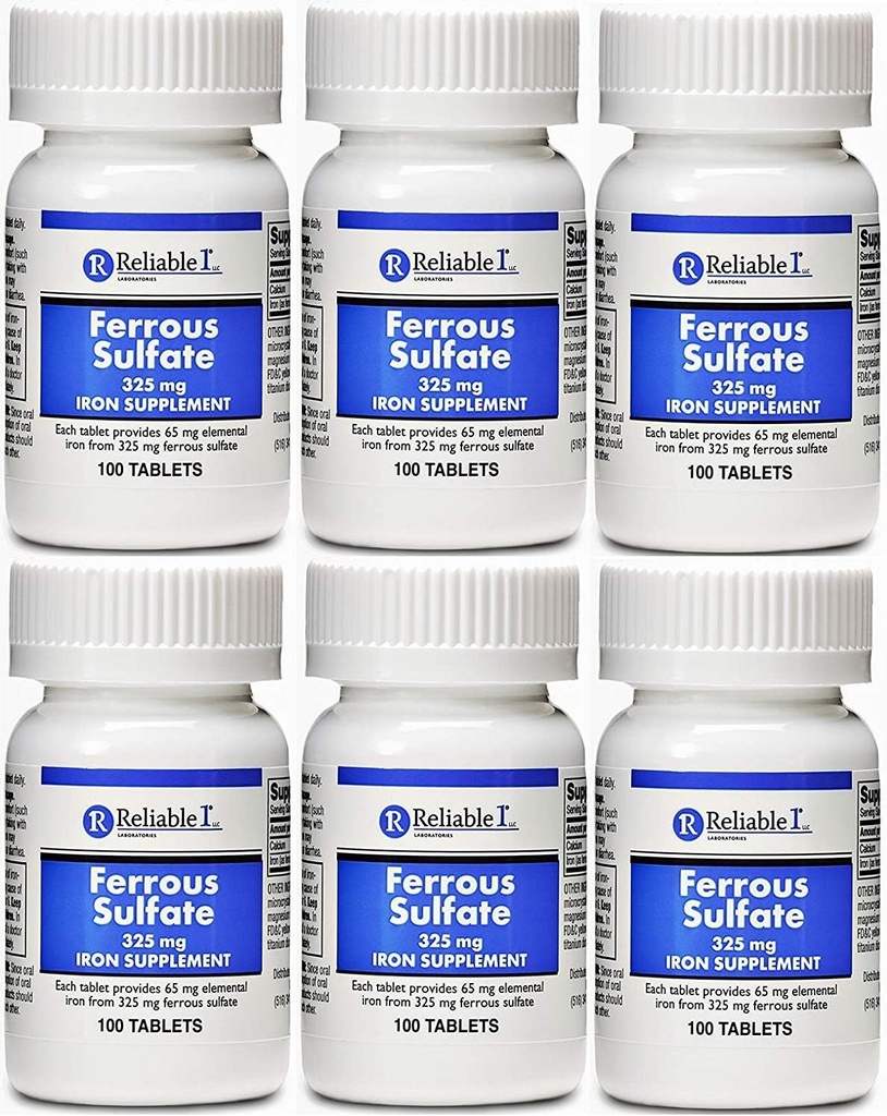 Sulfate de fer 325 mg Générique pour Feosol 100 comprimés PACK de 6