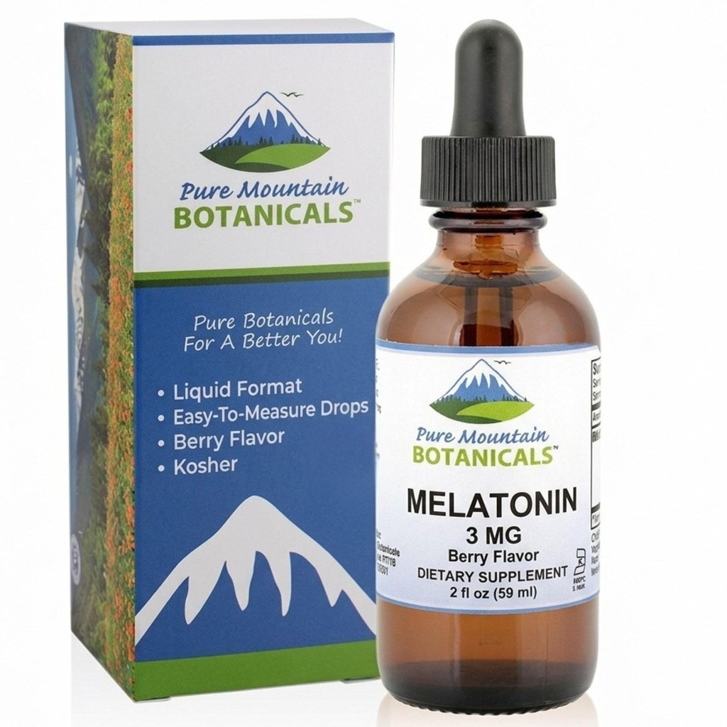 Liquid Melatonin 3mg - Natural Berry aromaed Kosher Melatonin gocce in bottiglia di vetro 2oz