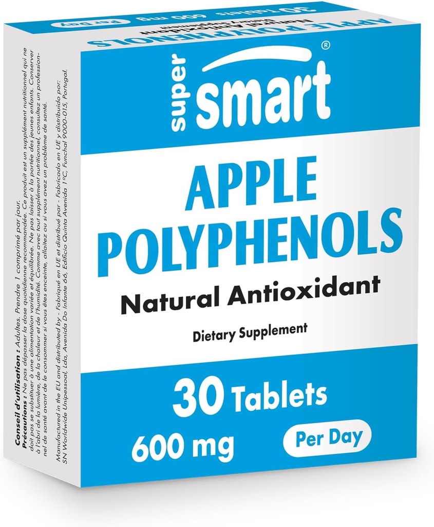 Supersmart - Apple Polyphenols Supplement 600mg al giorno (High Strength 80% Polyphenols) - Apple Extract | Non-GMO & Gluten Free - 30 compresse
