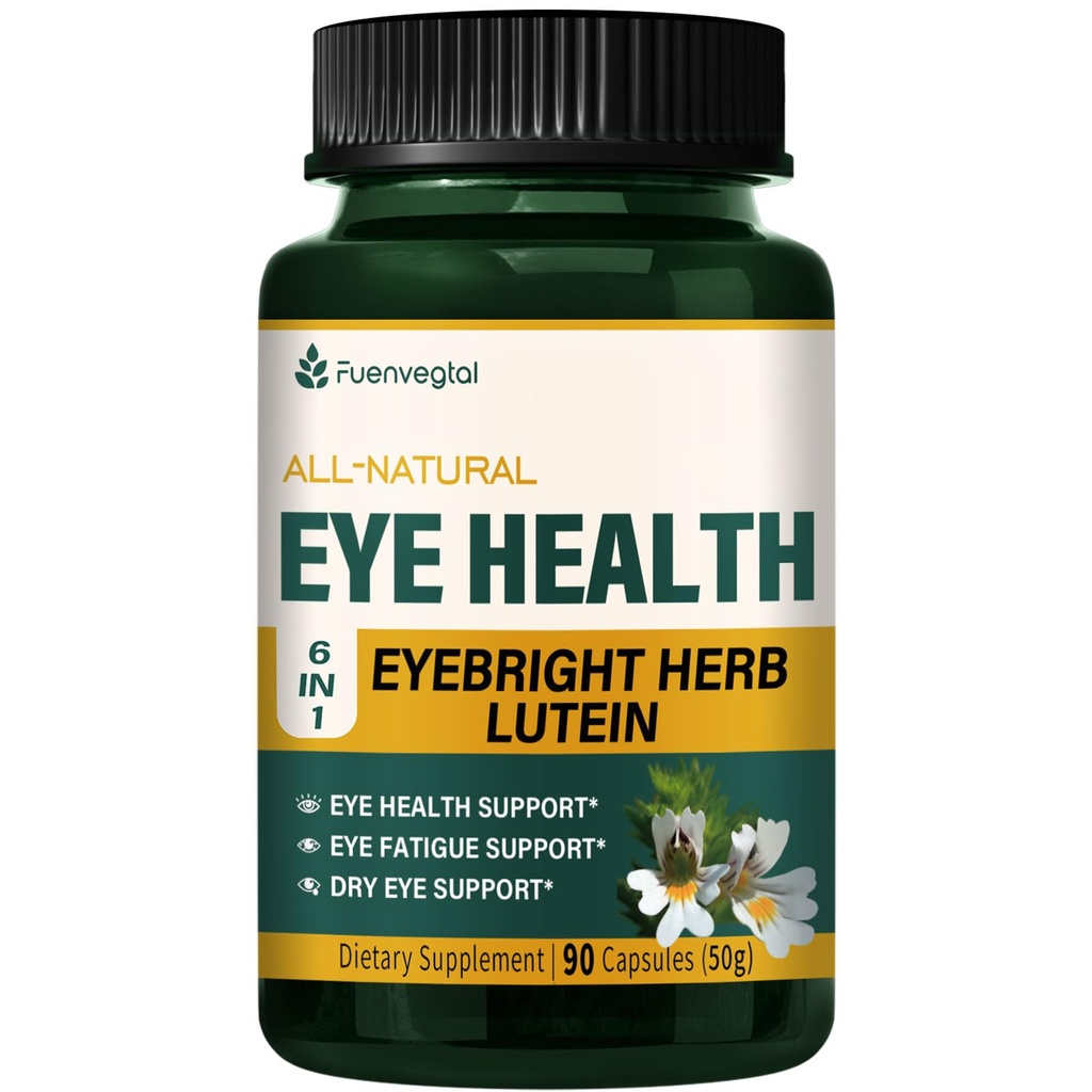 Capsule per la salute degli occhi con Eyebright Herb (Euphrasia officinalis), Eye Fatigue & Dry Eye Support Herbal Supplement w/Lutein Blueberry Extract. 90 Count
