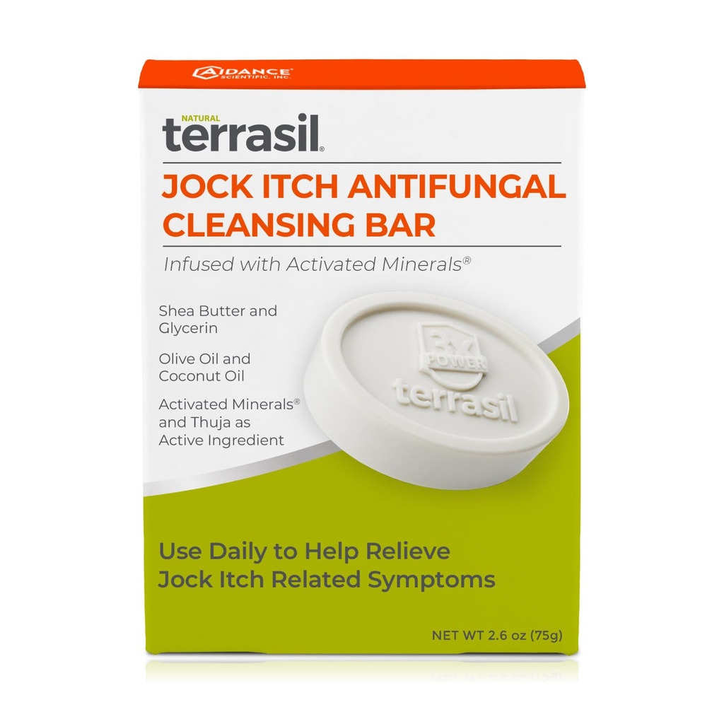 terrasil Antifungal Jock Itch Seife für Männer, schnelles Relief & Behandlung von Brennen, juckende Haut, All-Natural Feuchtigkeitsspendende Zutaten, Dermatologe getestet, 75g Bar