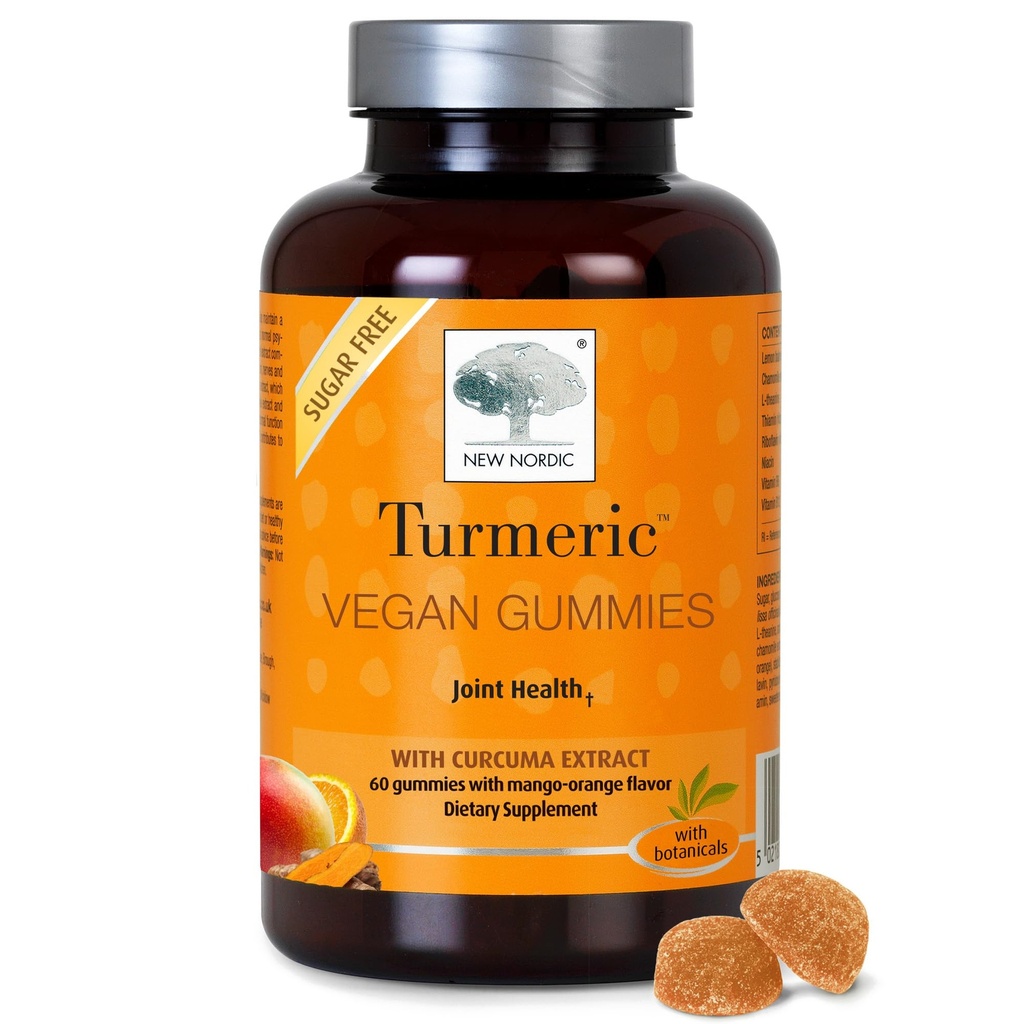 NUOVO NORDIC curcuma curcuma gommoni, senza zucchero, 300 mg supplemento di curcuma per gli uomini e le donne, supporti Normalmente funzionanti giunti, ginocchio, spalle, mango arancione, 60 conte