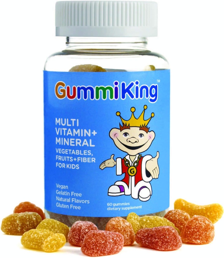Gummi Re Multivitaminico e Minerale, Frutta, Verdura e Fibra Gummi, Fragola/Limone/Orange/Grape/Cherry/Grapefruit, 60 Conte