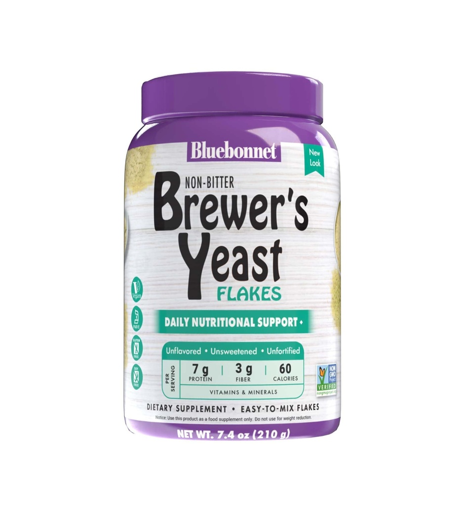 Bluebonnet Nutrition Super Earth Brewers Yeast Flakes, Super Food, Cibo intero, Fonte per Vitamine, Grande Degustazione, Vegan, Vegetariano, Non OGM, Gluten Free, Soy Free, Milk Free, Kosher, 7,4 oz