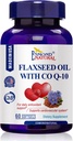 Huile de lin avec CO Q-10 (Aliant quotidien et support du système cardiovasculaire), GMP, produit naturel certifié Assn, Fabriqué aux États-Unis - 400mg, 60 Softgels