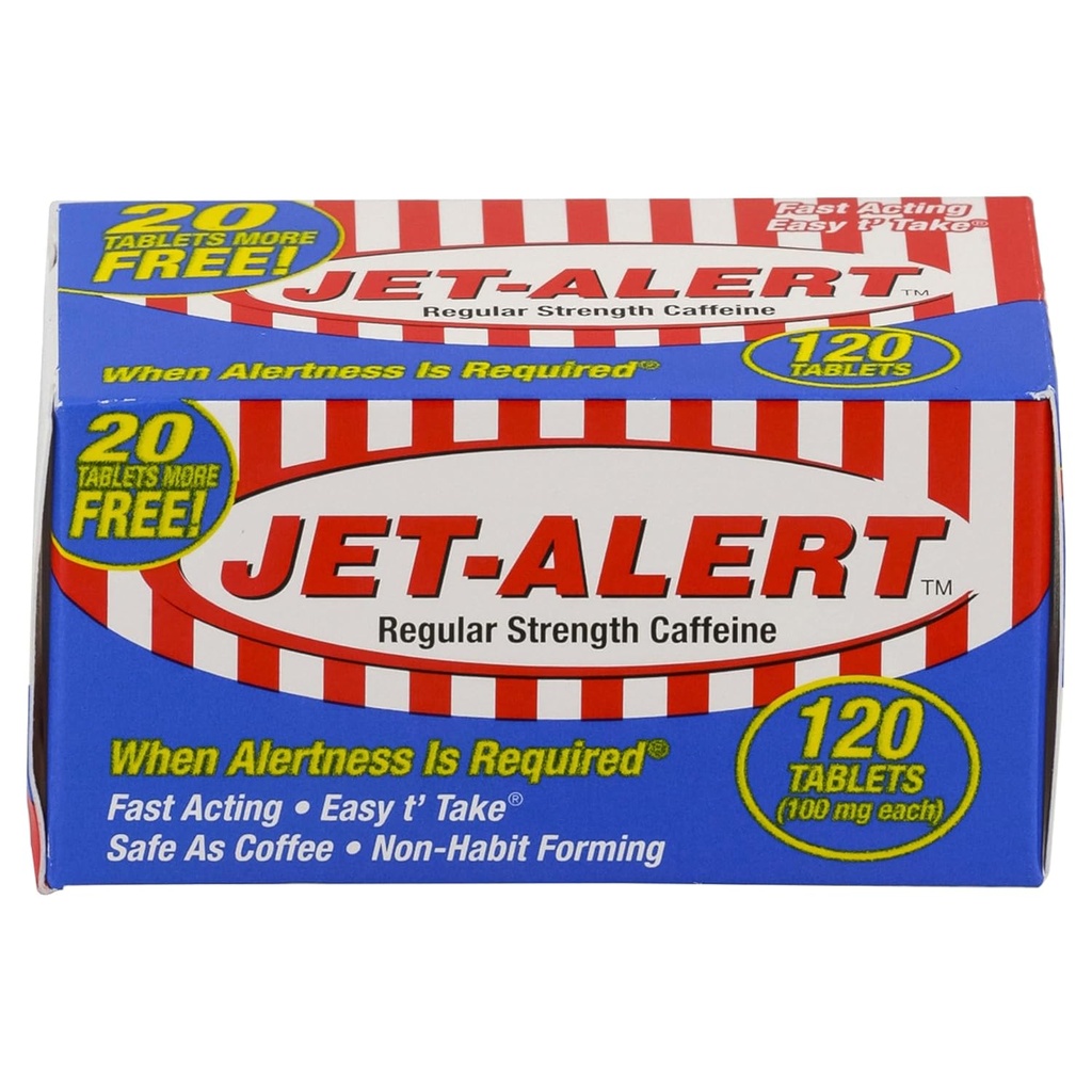 Jet-Alert Regelmäßige Stärke Koffein 100 mg Tabletten, Wertgröße, 120 Zähler (Pack von 3)