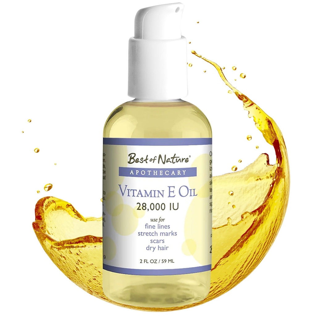 Best of Nature Vitamin E Oil 28.000 IU, Unscented Moisturizer mit fraktioniertem Kokosnuss - Schaden Reparatur Formel für Haar, Haut, Gesicht, & Hände