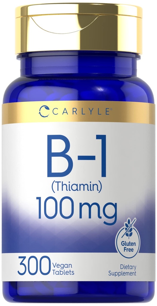 Carlyle B1 Vitamin 100mg | 300 Tabletten | Beilage für Damen und Herren | als Thiamin HCl | Vegan, Non-GMO & Gluten Kostenlos