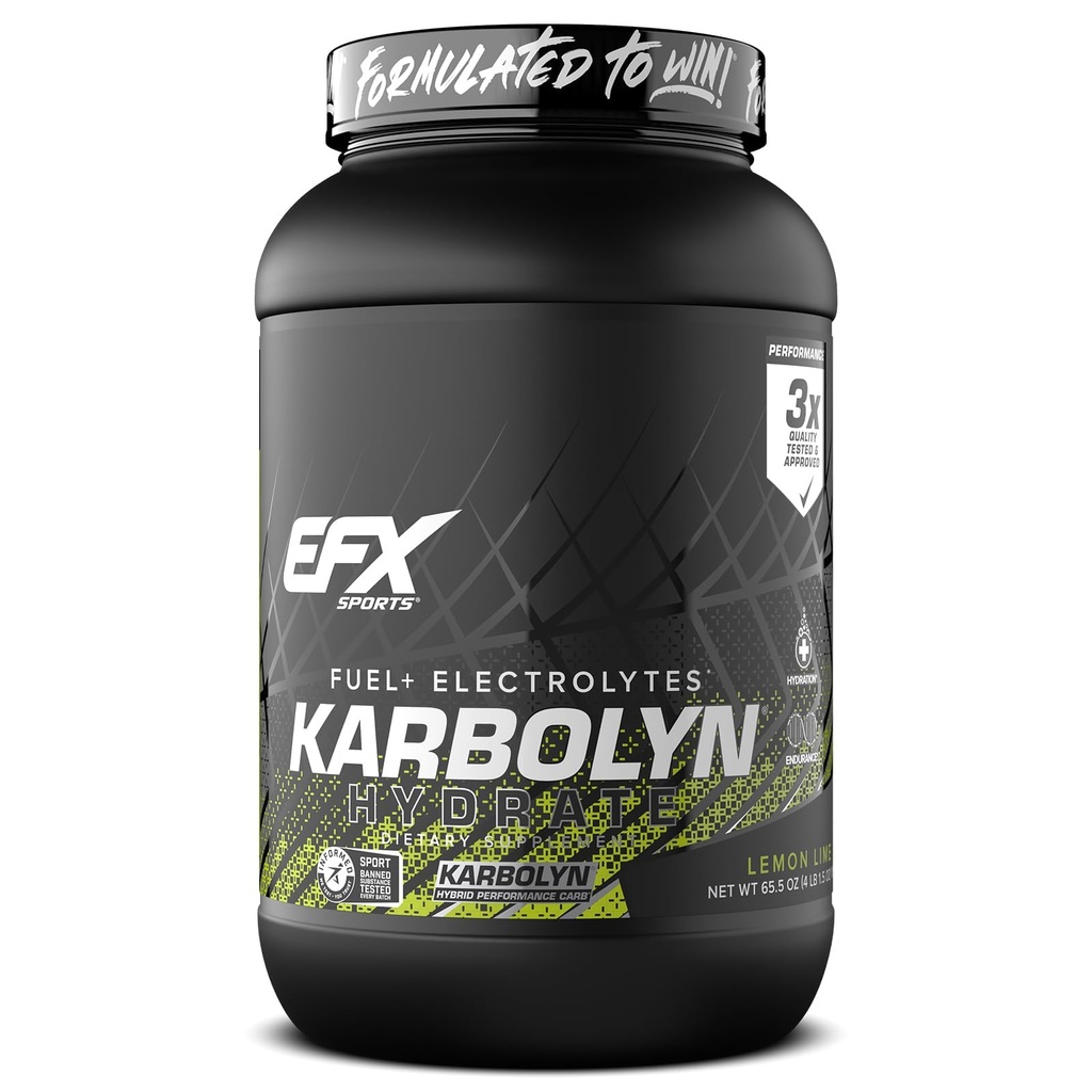 EFX Sport Karbolyn Hydrate | Kohlenhydrat Pulver + Elektrolyte | Zucker Kostenloses Sportgetränk Mix | Kraftstoff & Hydration | Stimulant Free | 66 Servierungen (Lemon Lime)