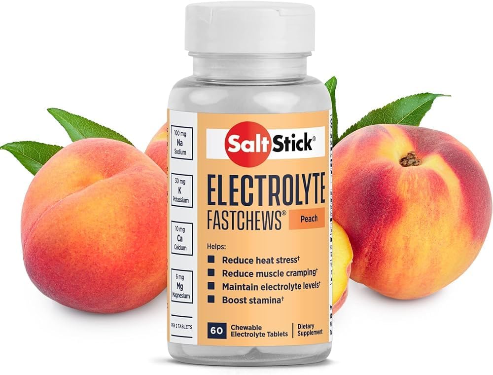 SaltStick Fastchews Gepufferte Elektrolytsalze Tablet - 60 Count, Peach - 03-4060