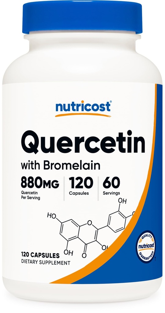 Nutricost Quercetin with Bromelain, 880mg Quercetin + 165mg Bromelain Per Serving, 120 Capsules, 60 Servings (2 Caps Per Serving) - Vegetarian, Non-GMO & Gluten Free