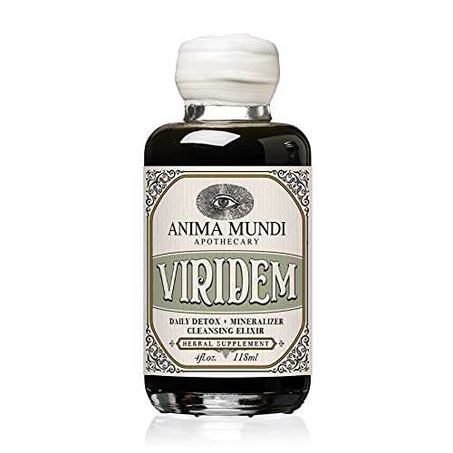 Anima Mundi Apothecary Viridem Greens Detox Elixir - GI & Liver Detox Liquid Supplement, Natural Herb Cleanse with Chlorophyll, Moringa + Organic Chlorella - Aggiungere Juice & Tea (4oz / 118ml)