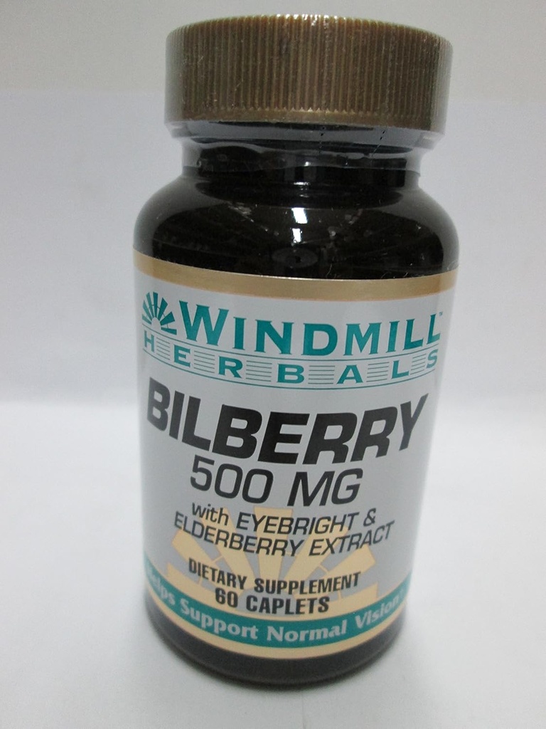 Windmill Bilberry 500 Mg Capsules soutient la vision normale - 60 Ea