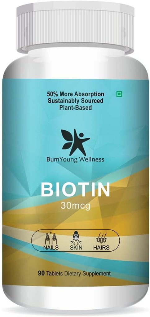 Biotin 30mcg, Beilage für Haarwachstum, starkes Haar und glänzende Haut, kämpft Nail Bretleness 90 Tabletten
