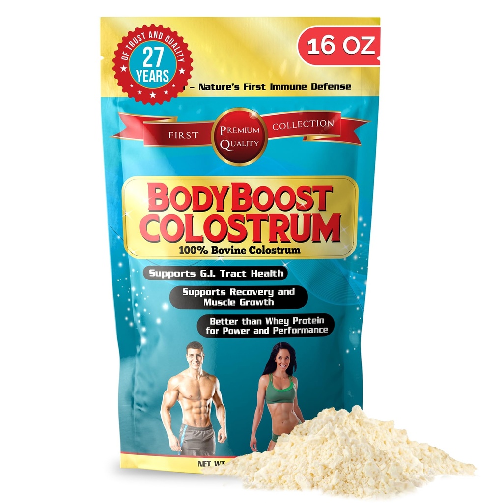 BodyBoost Whole Colostrum, 100% Bovine Colostrum Powder, Immun Booster mit Immunoglobulin & Lactoferrin, Gras Fed Colostrum für Gut Health, 16 Unzen