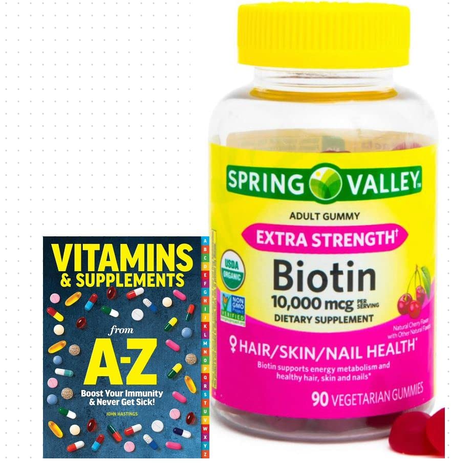 Frühlingstal Biotin 10.000mcg Vegetarische Gummy-Ergänzung, 90ct +Better Guide Vitamin-Ergänzungen